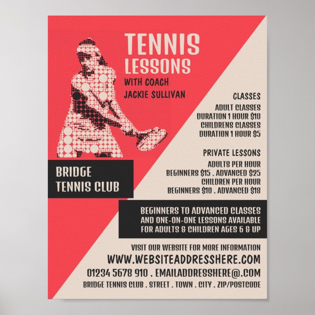Pictogram Tennis Player, tennis Lessons/Classes Poster (Framsidan)