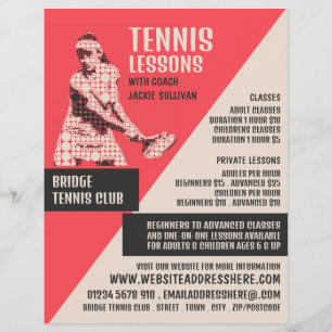 Pictogram Tennis Player, tennis Lessons/Classes Reklamblad