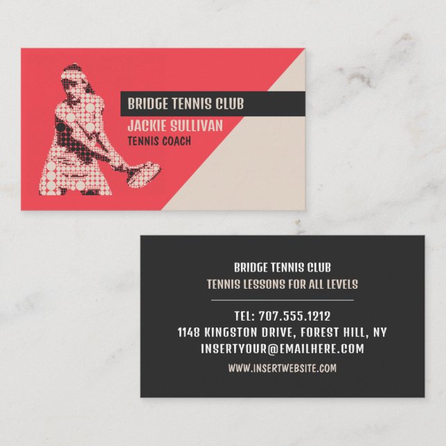 Pictogram Tennis Player, tennis Player/Coach Visitkort (Fram/baksida)