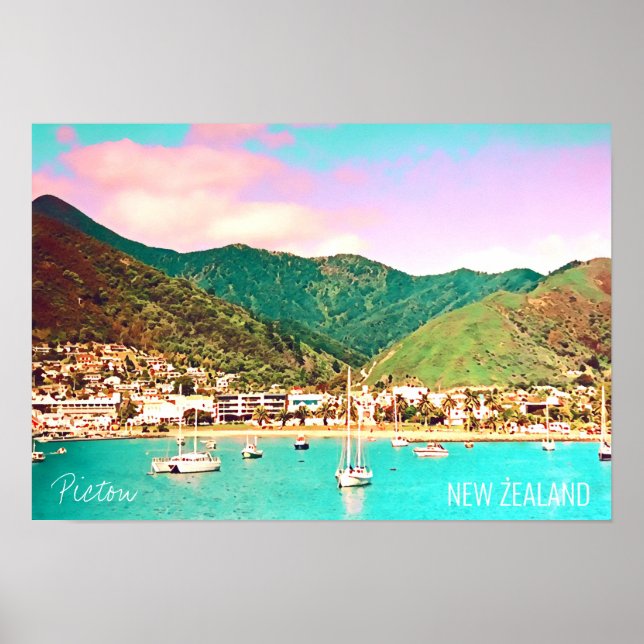 Picton Harbour New Zealand-resor Poster (Framsidan)