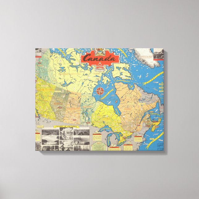 Pictorial Karta i Kanada - Landmarks Canvastryck (Framsida)