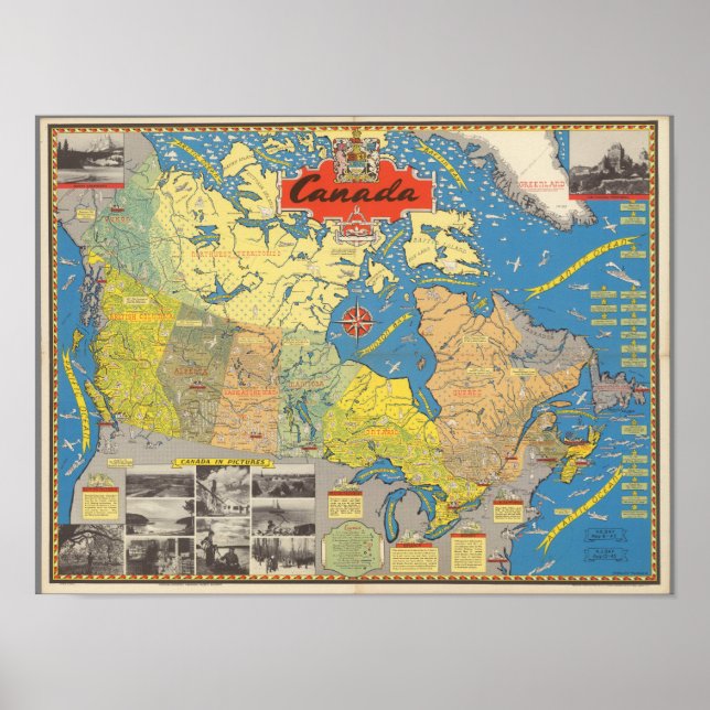 Pictorial Karta i Kanada - Landmarks Poster (Framsidan)