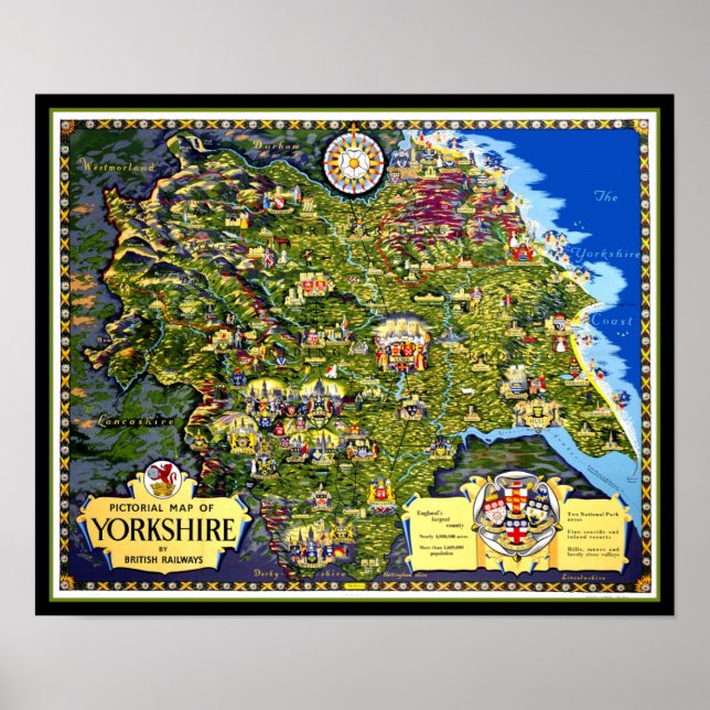 Pictorial Karta i Yorkshire Travel Poster (Framsidan)