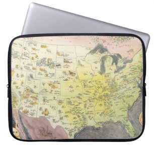 Pictorial Karta of America - Tecknad Sketches Laptop Fodral