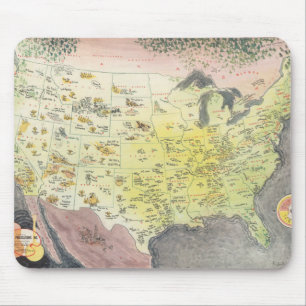 Pictorial Karta of America - Tecknad Sketches Musmatta