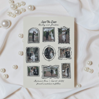 Picture Frames Hand Drawn Save The Date Card Spara Datumet