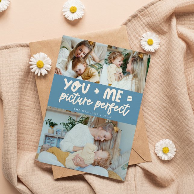 Picture Perfect Denim Blue Photo Valentines Day Julkort (Skapare uppladdad)