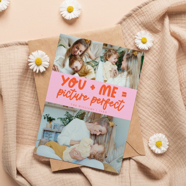 Picture Perfect Orange Pink Photo Valentines Day Julkort (Skapare uppladdad)