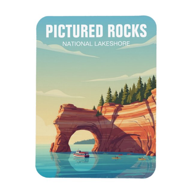 Pictured Rocks Michigan Resa Magnet (Vertikal)