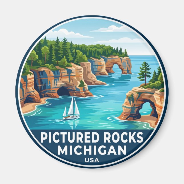 Pictured Rocks National Lakeshore USA Magnet (Framsidan)