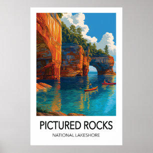 Pictured Rocks Reseposter Nationala Stranden Poster