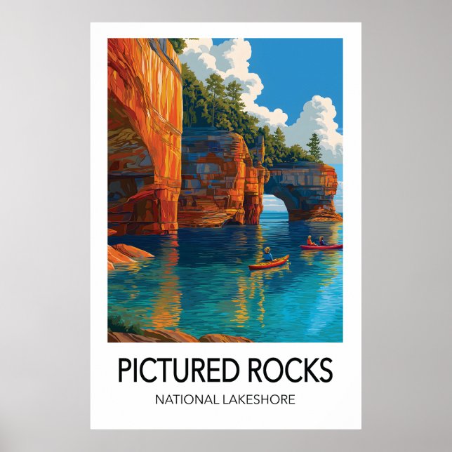 Pictured Rocks Reseposter Nationala Stranden Poster (Framsidan)