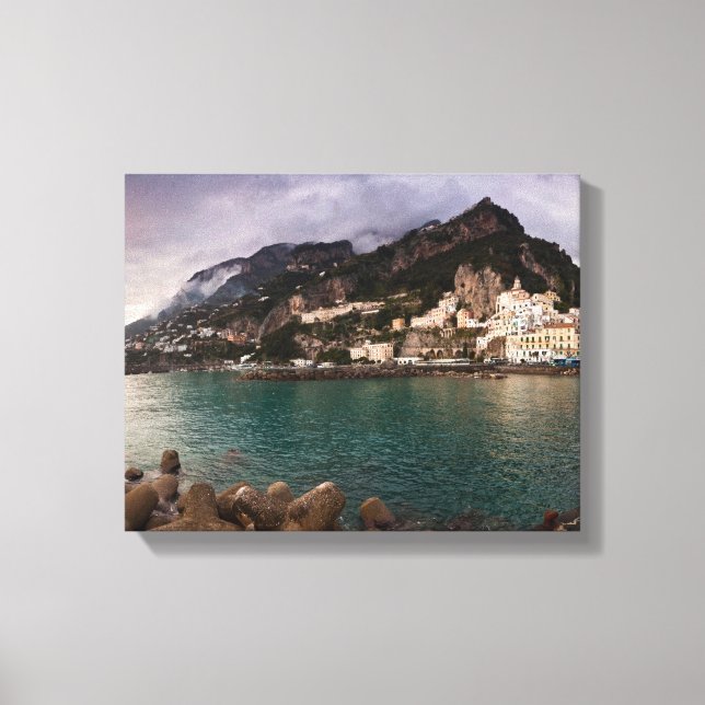 Picturesque Amalfi Kusten, Italien Seaside Town Canvastryck (Framsida)