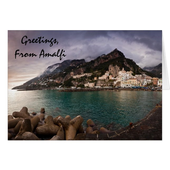 Picturesque Amalfi Kusten, Italien Seaside Town OBS Kort (Framsidan Horizontal)