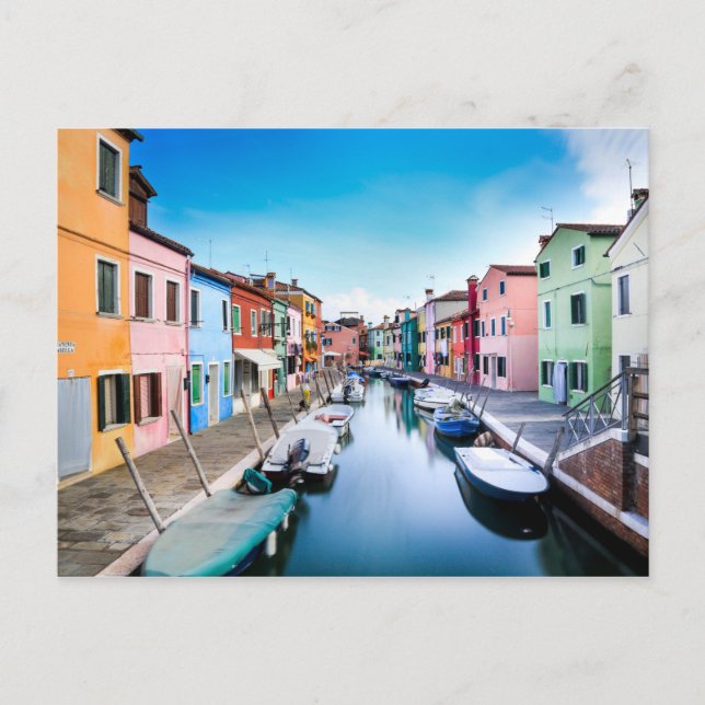 Picturesque Burano Island Venice Italien Vykort (Framsida)