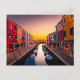 Picturesque Burano Island vid Sunset Venice Italie Vykort