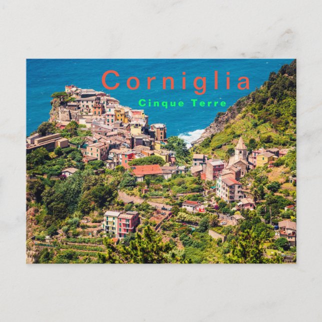 Picturesque Corniglia Cinque Terre Italien Vykort (Framsida)
