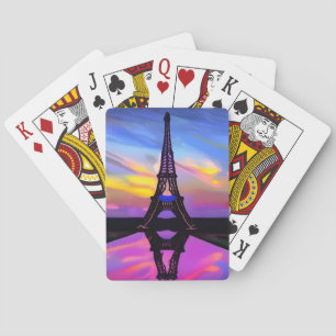 Picturesque Eiffel Torn i en ljussken solnedgång Casinokort