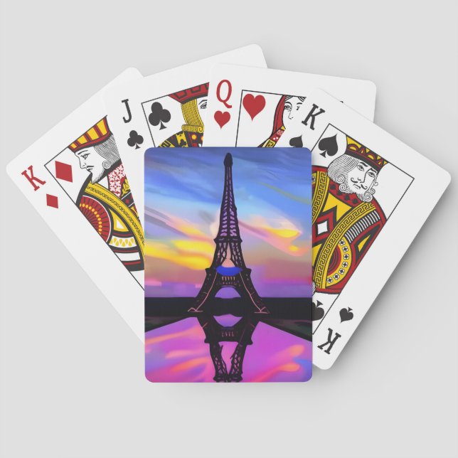 Picturesque Eiffel Torn i en ljussken solnedgång Casinokort (Baksidan)
