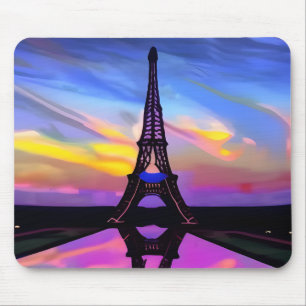 Picturesque Eiffel Torn i en ljussken solnedgång Musmatta
