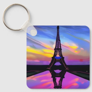 Picturesque Eiffel Torn i en ljussken solnedgång Nyckelring