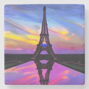 Picturesque Eiffel Torn i en ljussken solnedgång Stenunderlägg