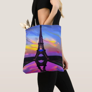 Picturesque Eiffel Torn i en ljussken solnedgång Tygkasse