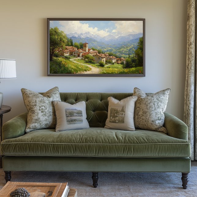 Picturesque European Village Canvastryck (European Village Artwork)