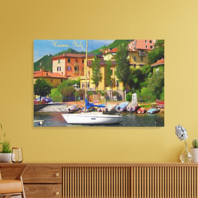 Picturesque, fredliga Varenna Sjö Como, Italien Canvastryck (Insitu (Vardagsrum))