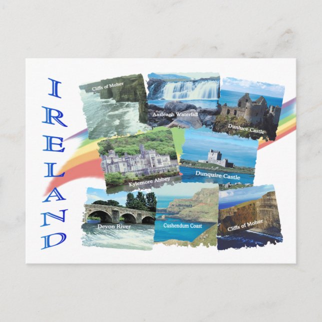 PICTURESQUE IRELAND åtta Scener Bilder och regnbåg Vykort (Framsida)