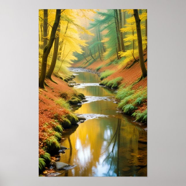 Picturesque Landcape Forest River Natature Tranqui Poster (Framsidan)