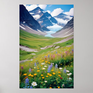 Picturesque Ligcape Mountains Valley Nature Lugn Poster