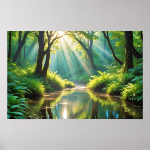 Picturesque Ligcape Panoramic River Nature Lugn Poster