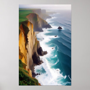 Picturesque Ligcape Seakoast Natature Tranquil Sea Poster