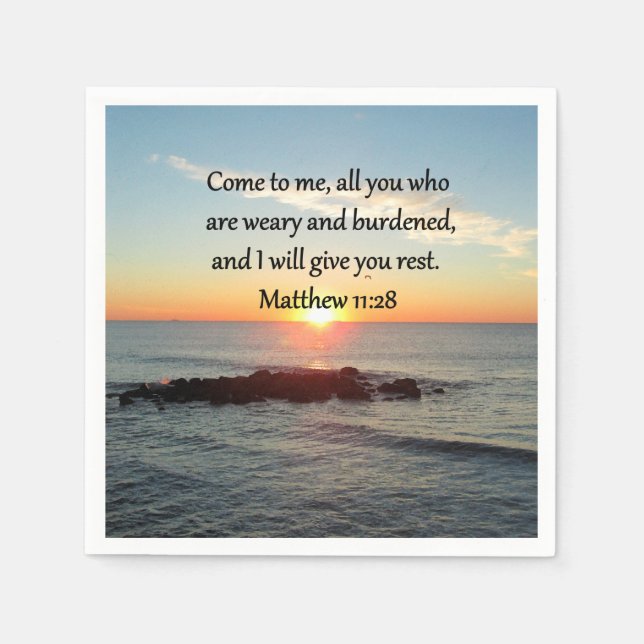 PICTURESQUE MATTHEW 11"28 SCRIPTURE VERSE PAPPERSSERVETT (Framsidan)