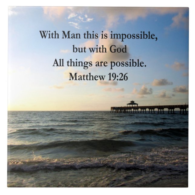 PICTURESQUE MATTHEW 19:26 OCEAN PHOTO DESIGN KAKELPLATTA (Framsidan)