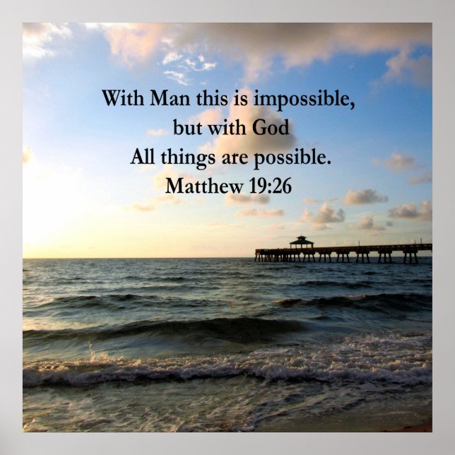 PICTURESQUE MATTHEW 19:26 OCEAN PHOTO DESIGN POSTER (Framsidan)