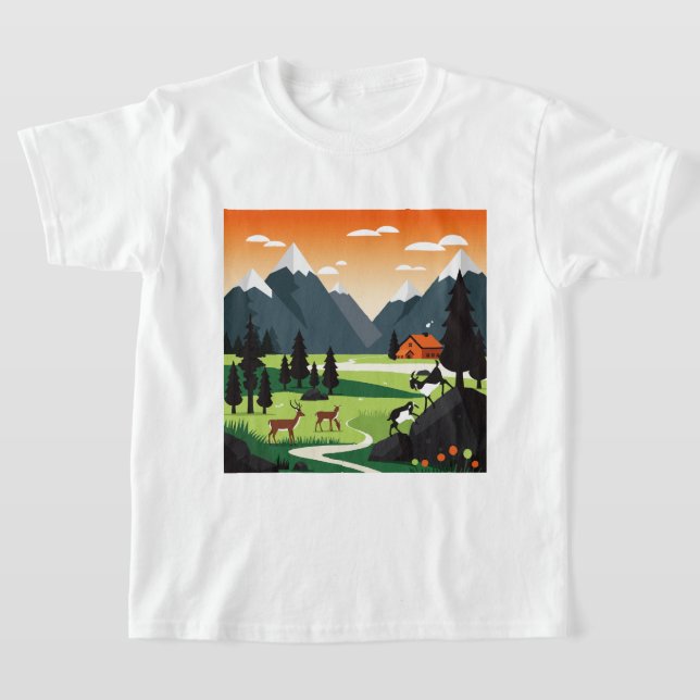 Picturesque mountain scenery t shirt (Laydown)