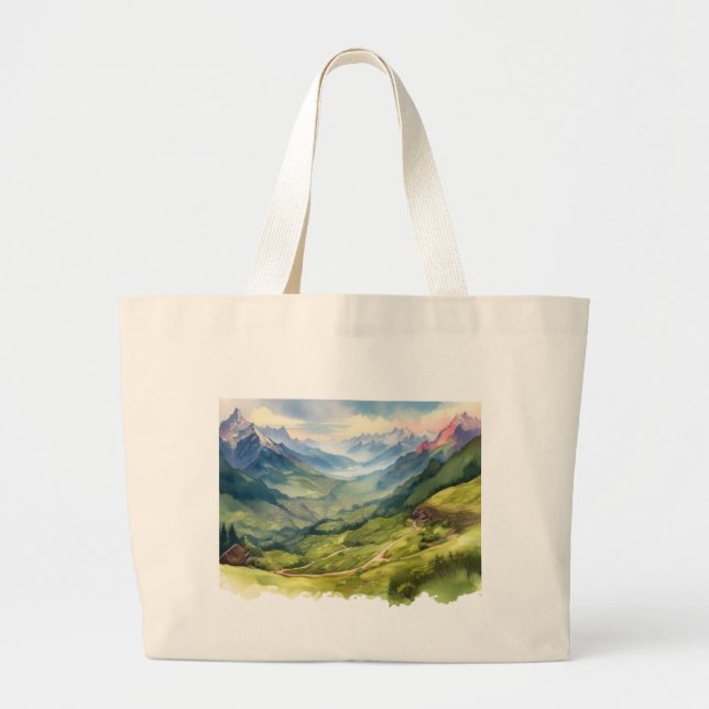 Picturesque Mountain Valley Artwork Jumbo Tygkasse (Framsidan)