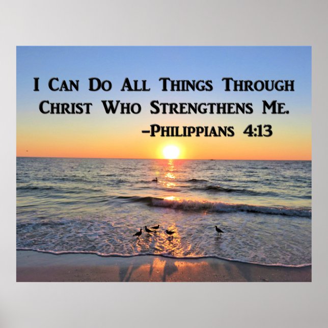 PICTURESQUE PHILIPPIANS 4:13 OCEAN SUNRISE POSTER (Framsidan)