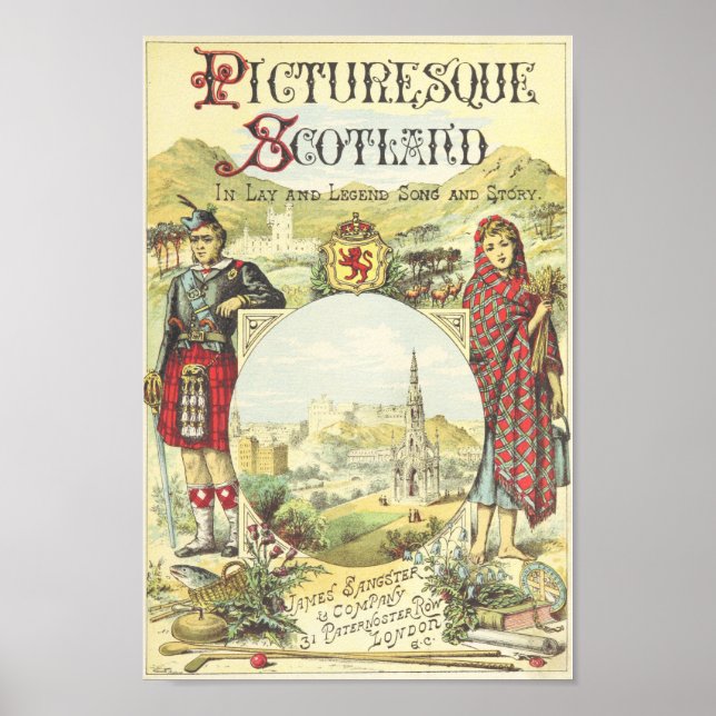 Picturesque Scotland - Vintage Illustration Poster (Framsidan)
