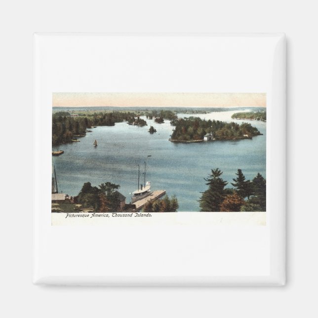 Picturesque Thousand Islands NY 1907 Vintage Magnet (Framsidan)