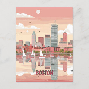 Picturesque View of Boston Skyline Vykort