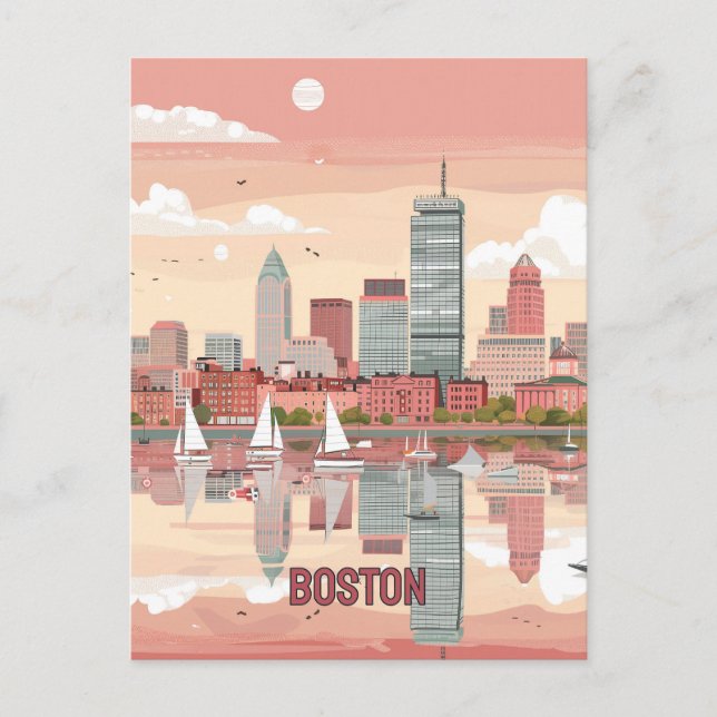 Picturesque View of Boston Skyline Vykort (Framsida)