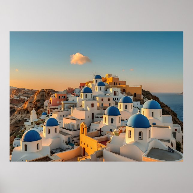 Picturesque Village Oia Grekiska ön Santorini Poster (Framsidan)