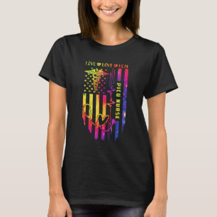 PICU Nurse Flagga Amerikanska USA Pediatriskt inte T Shirt