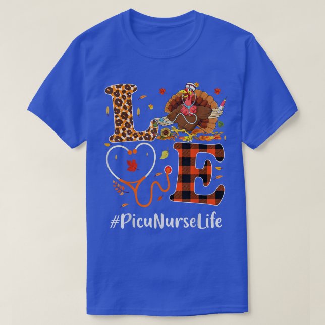 Picu Nurse Kärlek Thanksgiving Leopard Stethoscope T Shirt (Design framsida)