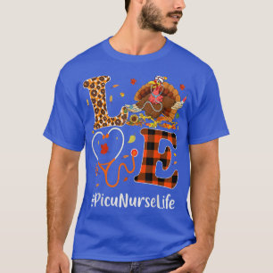 Picu Nurse Kärlek Thanksgiving Leopard Stethoscope T Shirt