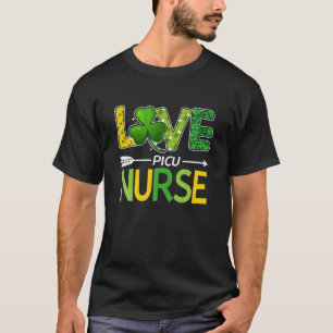 PICU Nurse St. Patricks Day Kärlek Stethoscope RN T Shirt