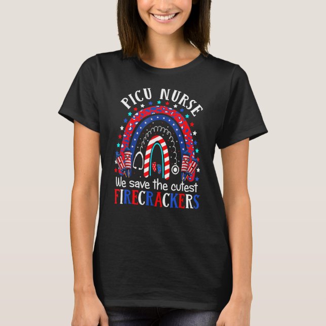 PICU Nurses Cutest Firecrackers Pediatric Nurse 4t T Shirt (Framsida)